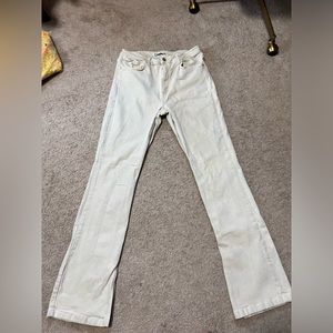 Zara cream flare jeans with side slit detail